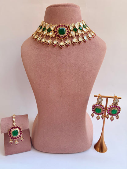 Round Moissanite Kundan Bridal Necklace Set