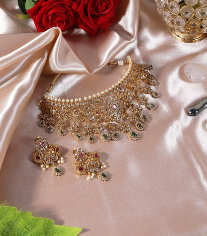Kundan Green Drop Choker Necklace