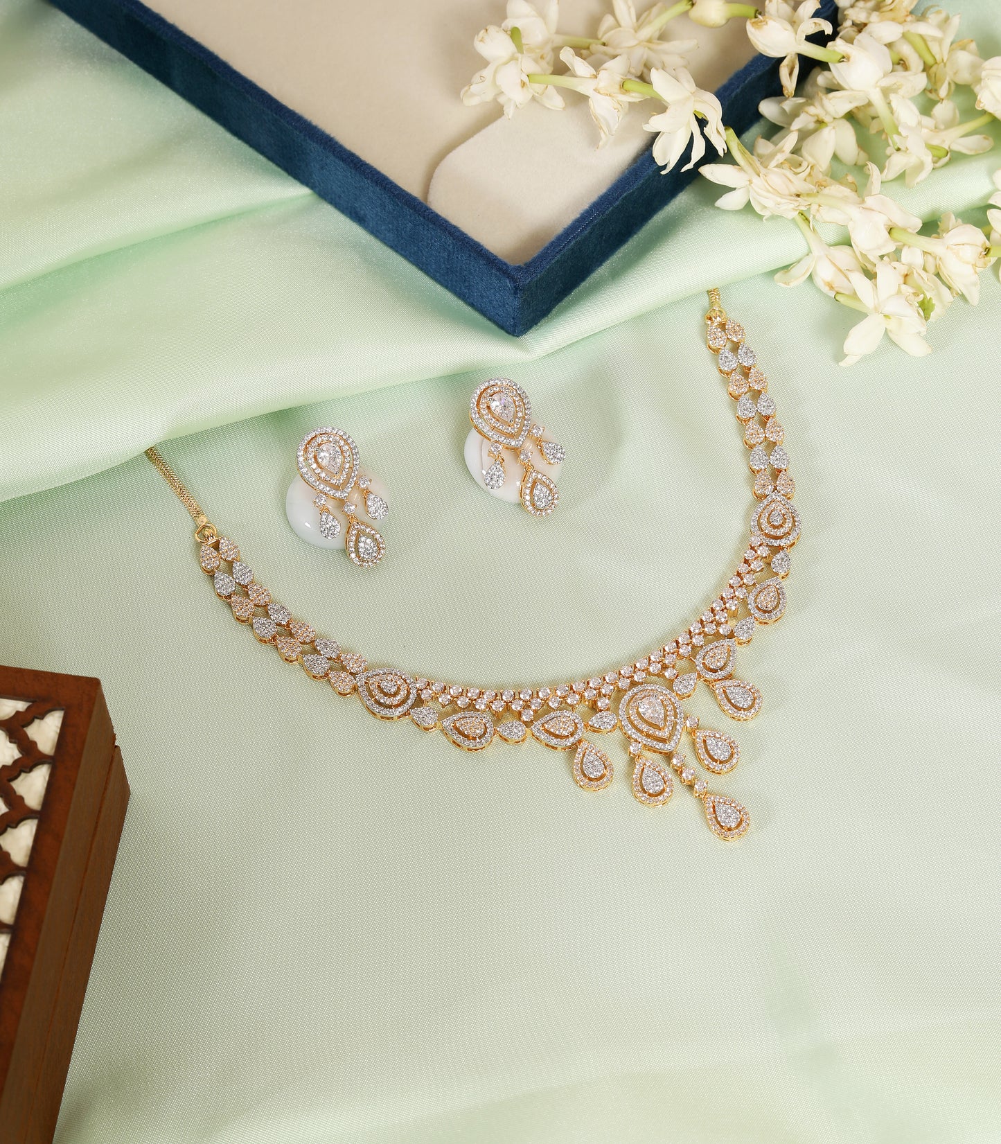 Diamond Drop Necklace Set