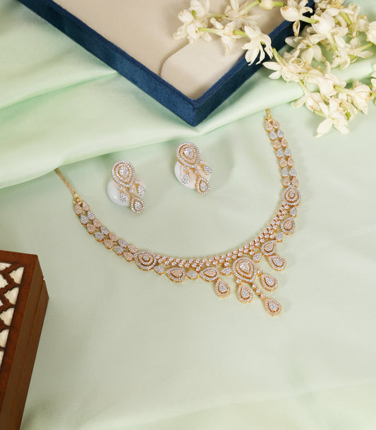 Diamond Drop Necklace Set
