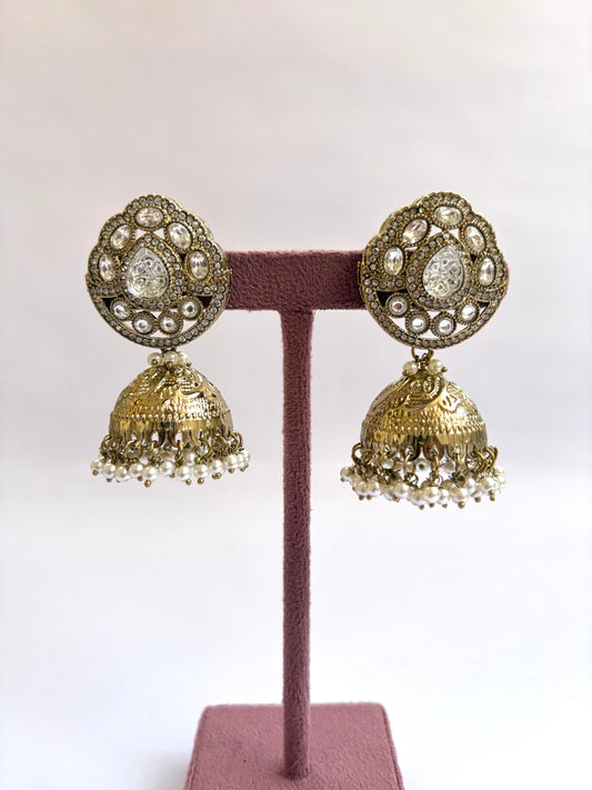 Trending Kundan Diamond-Looking Jhumka (Oval)