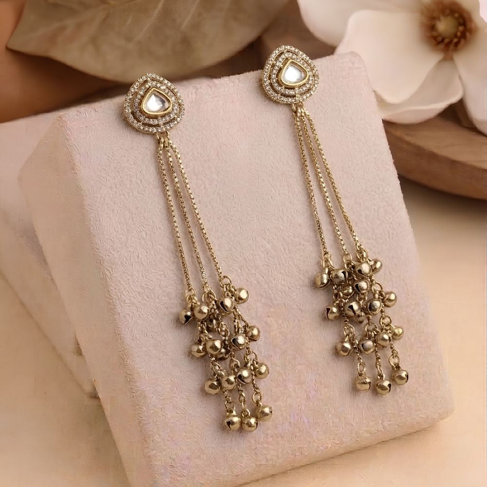 Minimal Long Kashmiri Diamond Touch Earrings