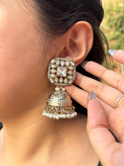 Trending Kundan Diamond-Looking Jhumka (Square)