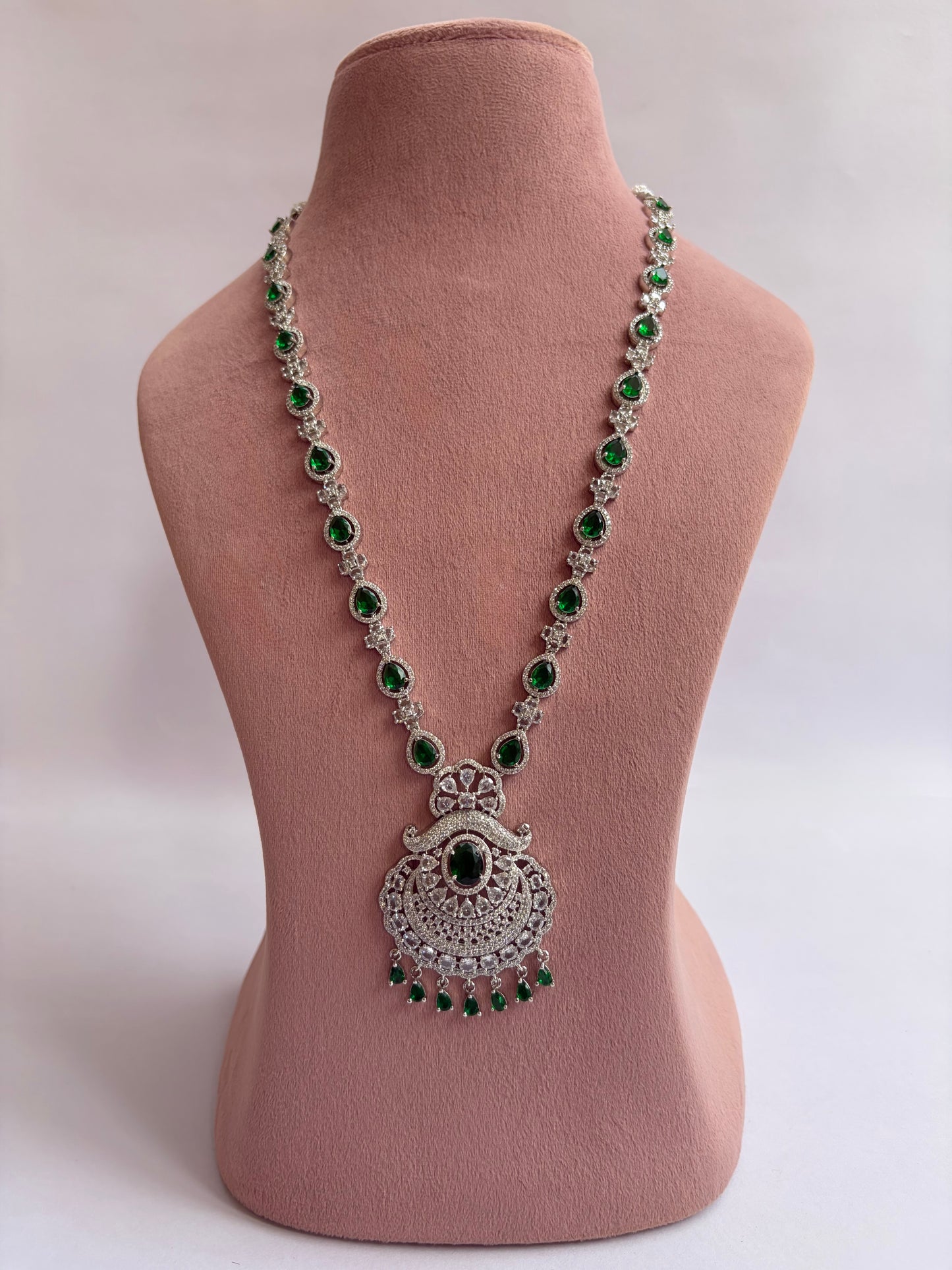 Emerald American Diamond Long Set