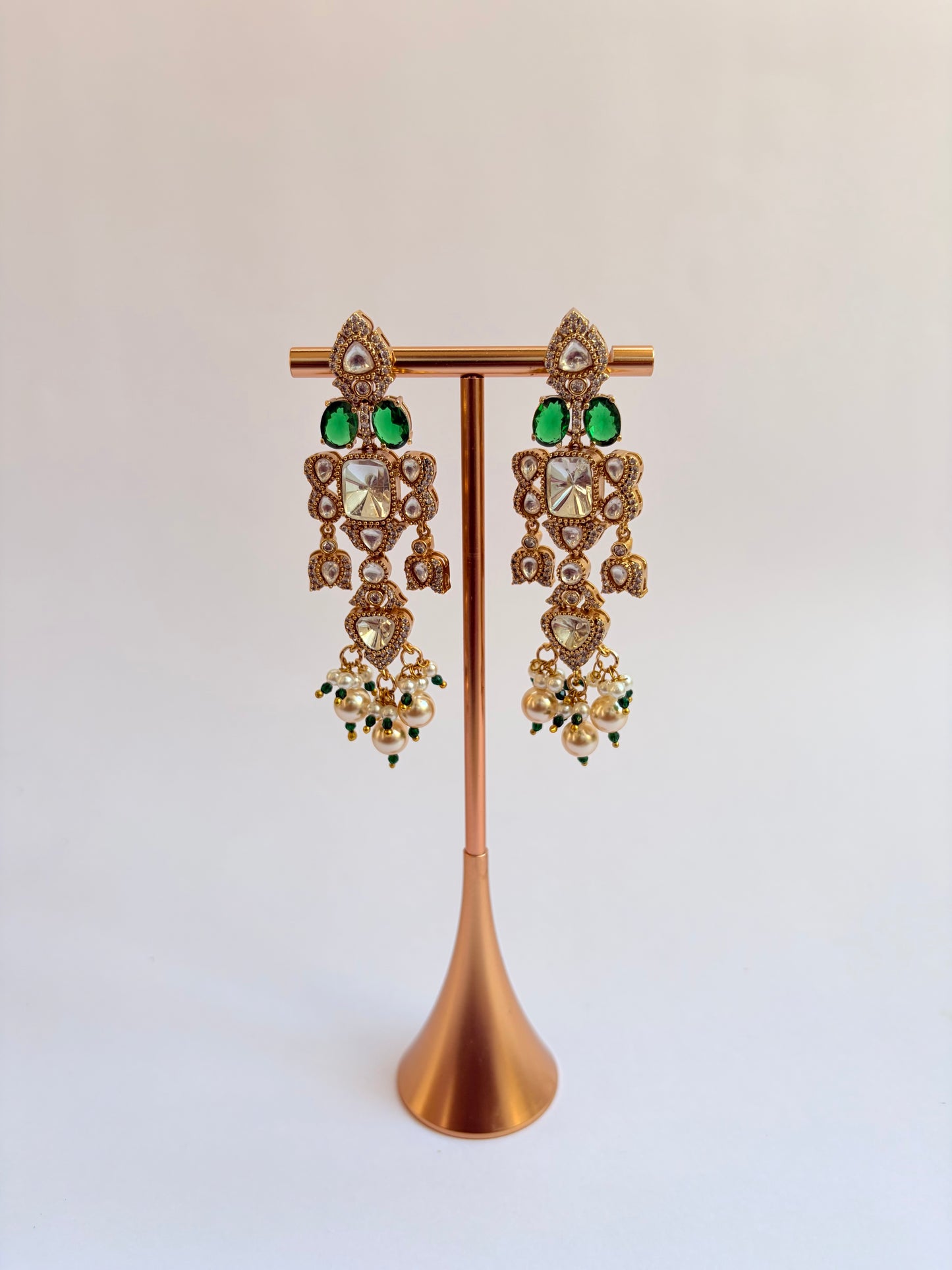 Green Moissanite Kundan Bridal Necklace Set