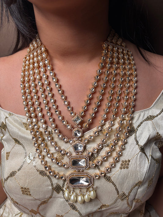 Polki Moissanite Heavy Bridal Necklace Set