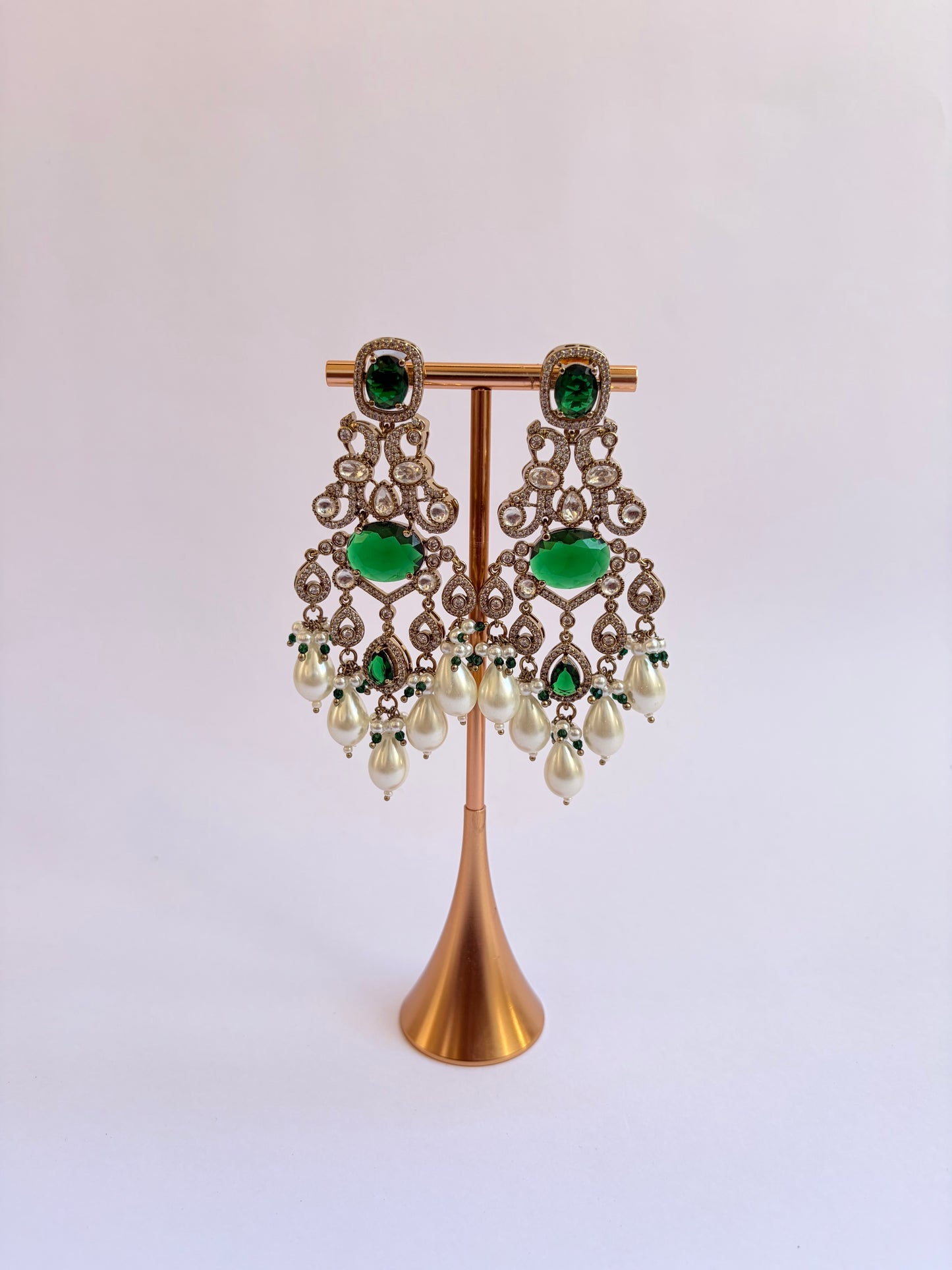 Green Moissanite Layered Pendant Necklace Set
