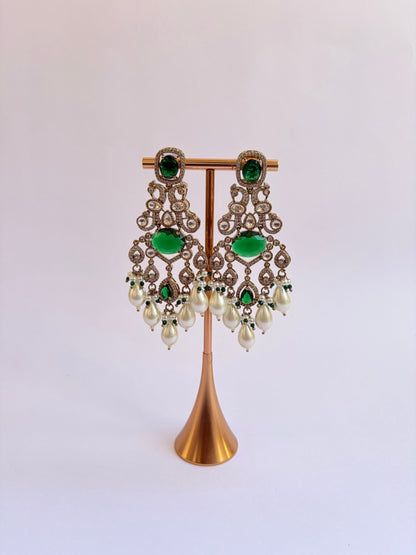 Green Moissanite Layered Pendant Necklace Set