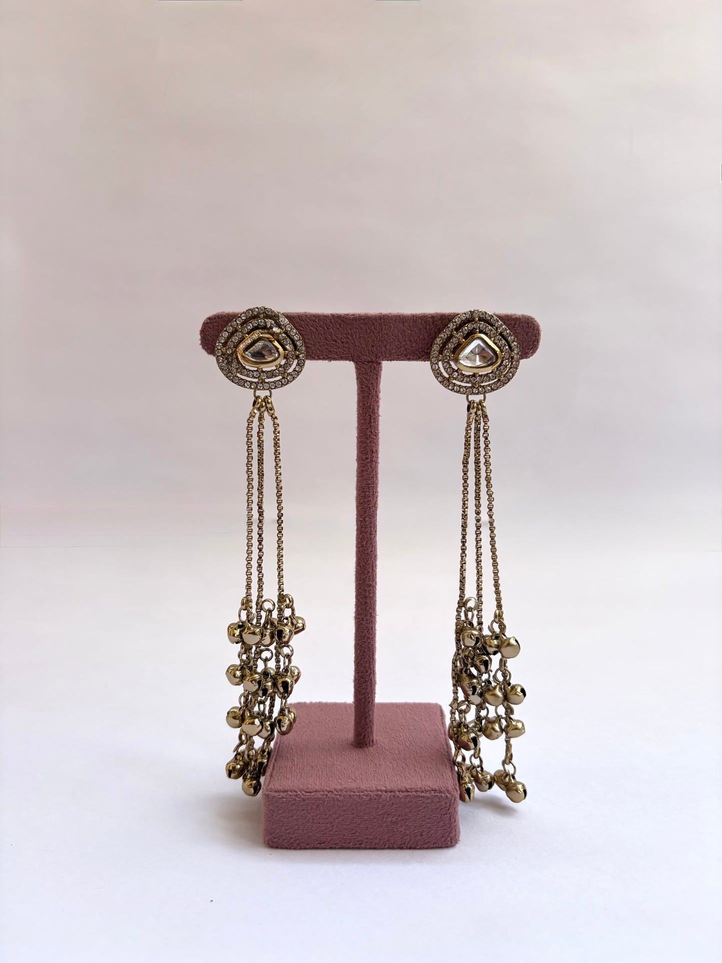 Minimal Long Kashmiri Diamond Touch Earrings