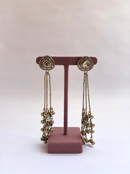 Minimal Long Kashmiri Diamond Touch Earrings