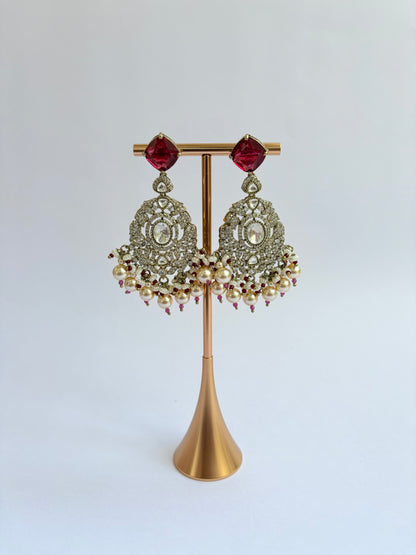 Premium Finish Ruby Moissanite Kundan Bridal Necklace