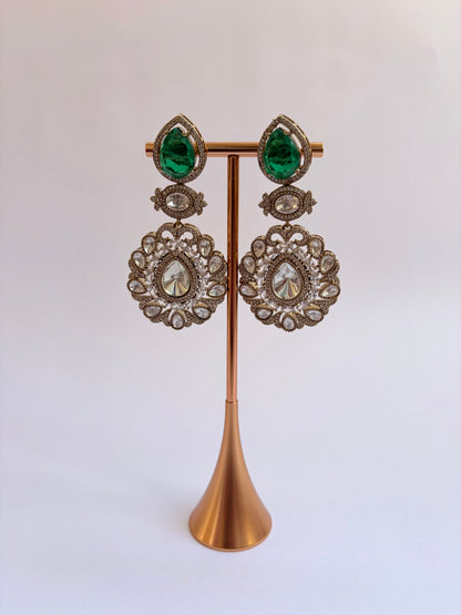 Emerald Drop Moissanite Pendant Necklace Set