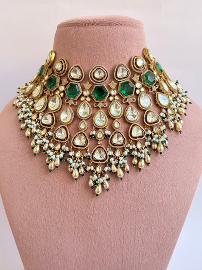 Heavy Moissanite Kundan Bridal Necklace Set