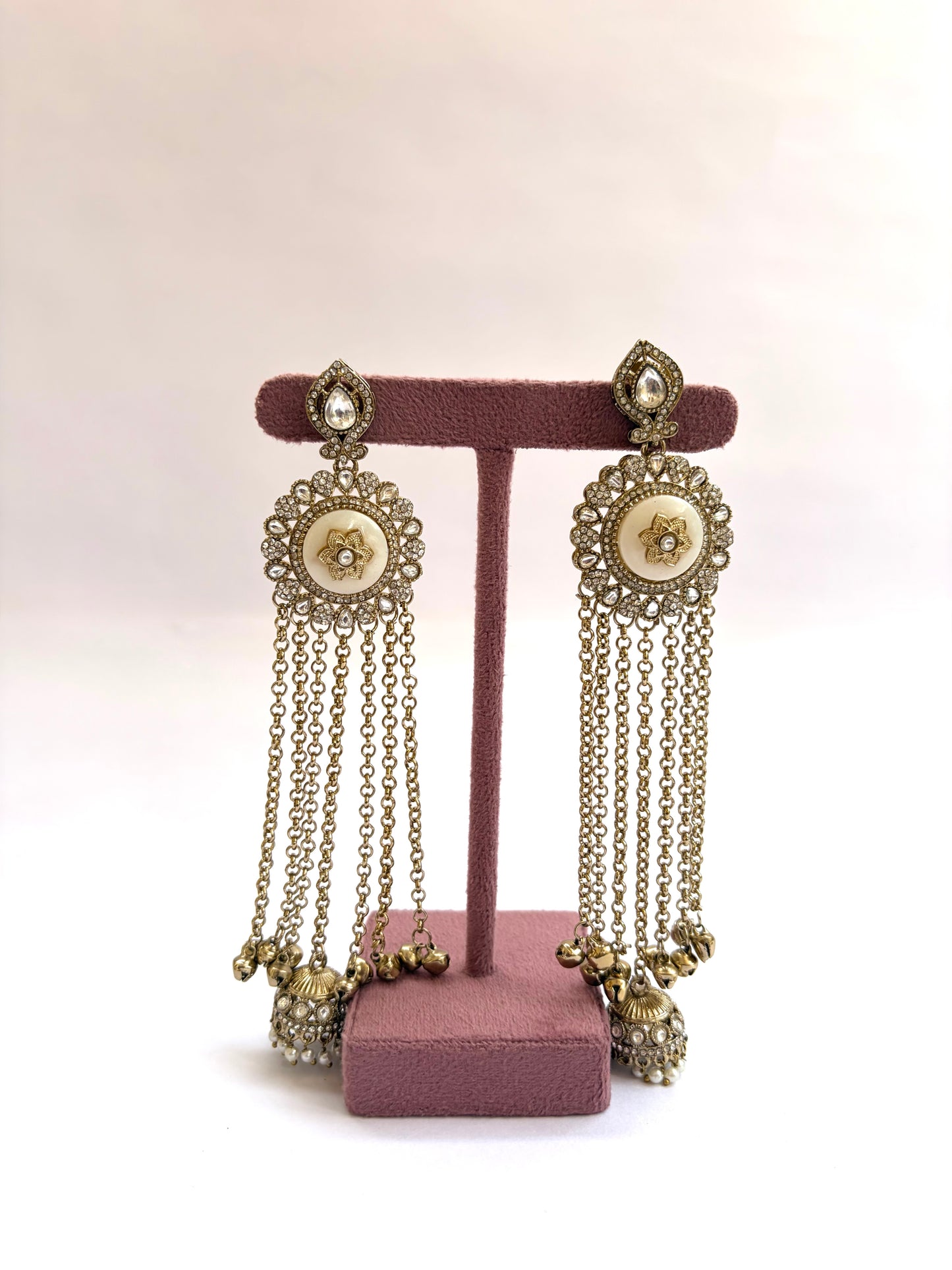 Kashmiri Long Falling Chain Earrings