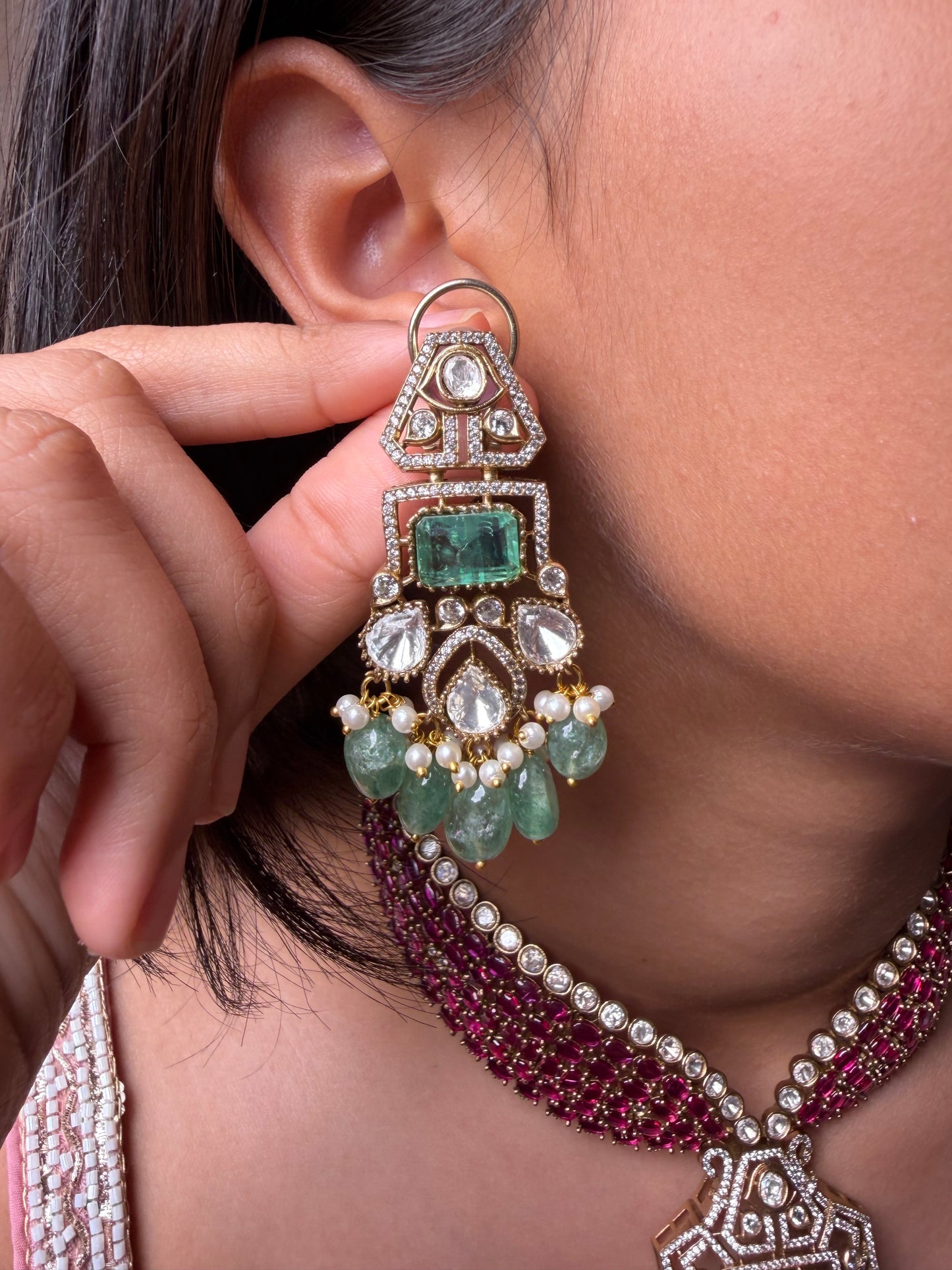 Heritage Kundan Emerald Ruby Hasli