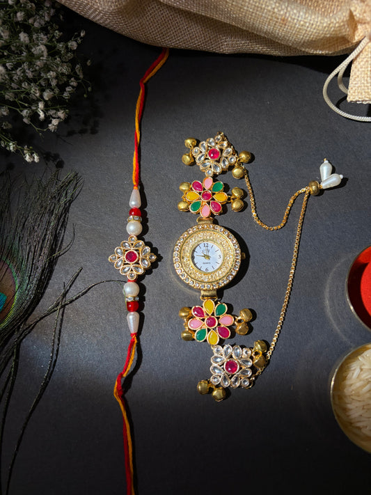 Multi colour Watch with Rakhi (Combo of 2)
