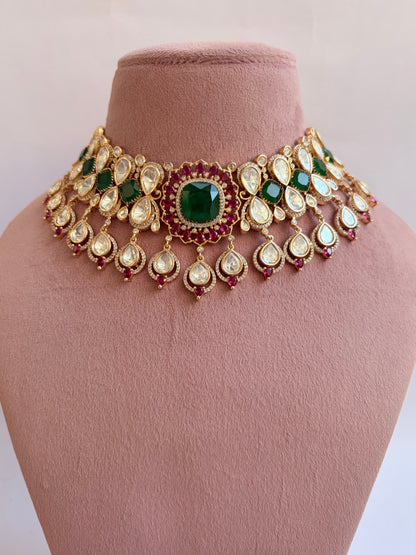 Round Moissanite Kundan Bridal Necklace Set