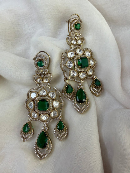 Green Moissanite Floral Semi Bridal Necklace