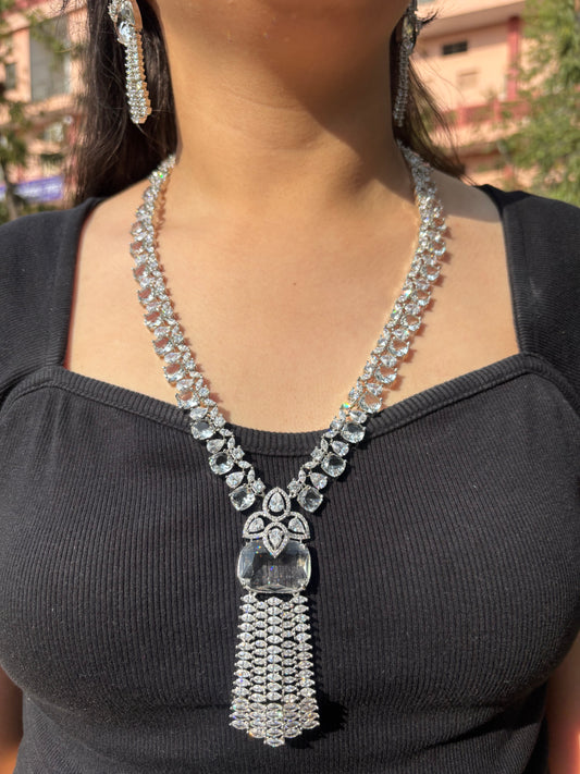 American Diamond Long Necklace Set