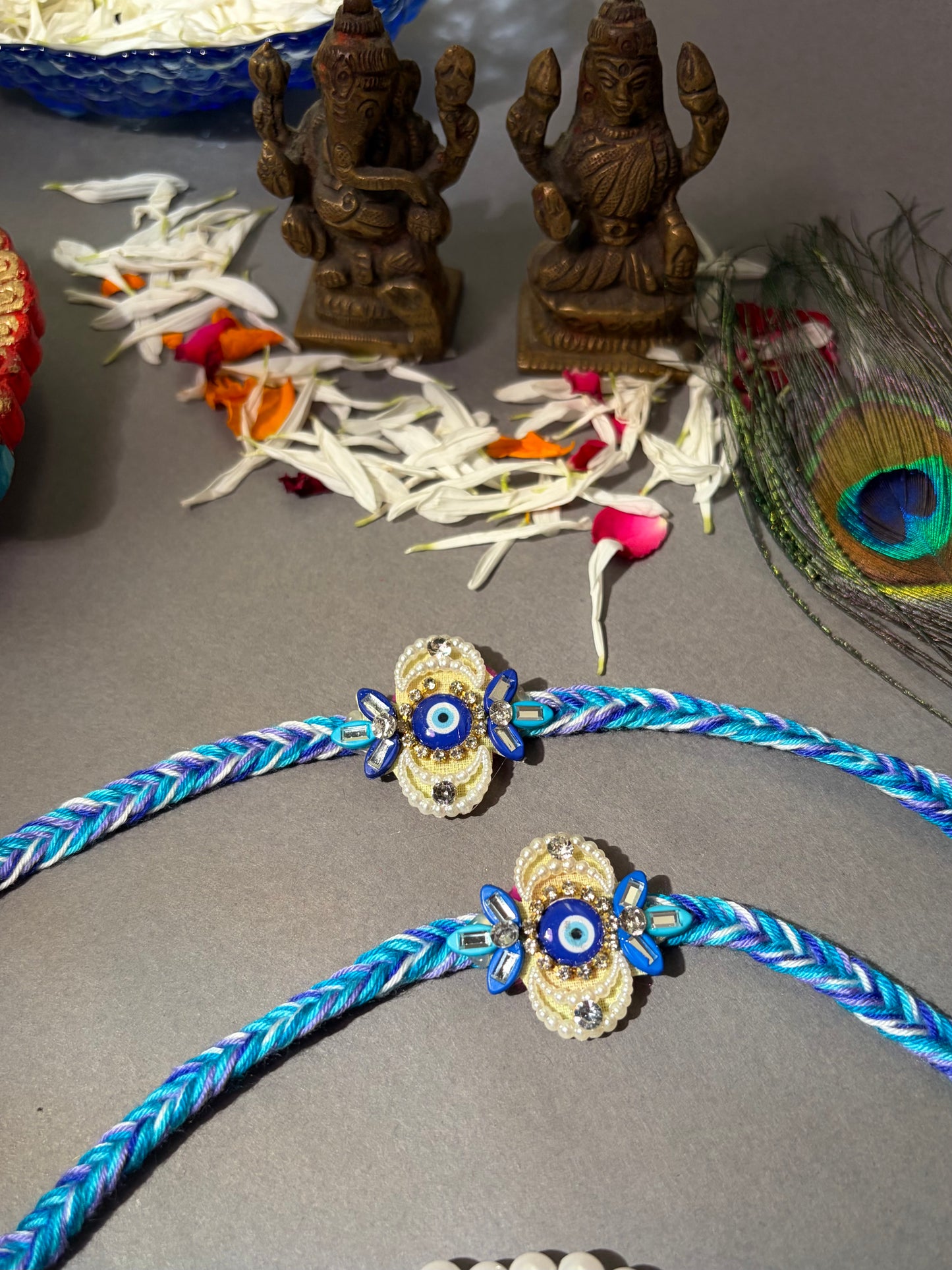 Blue Evil Eye Pearl Rakhi