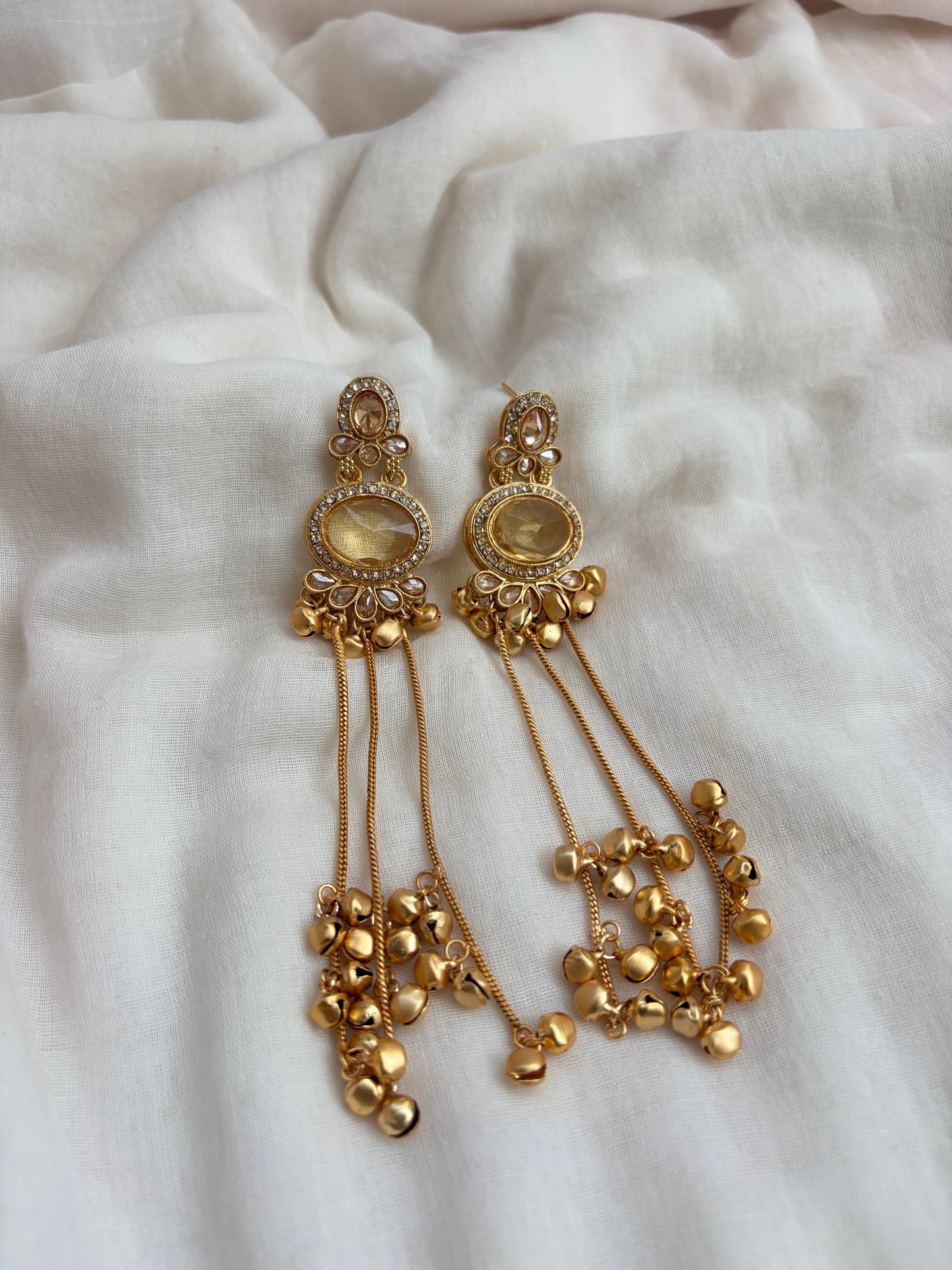 Long Badge Ghungroo Earrings