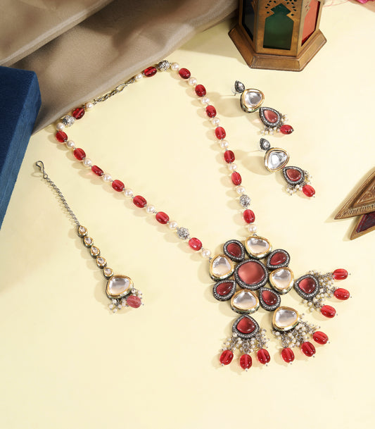 Kundan Polki Long Pendant Necklace