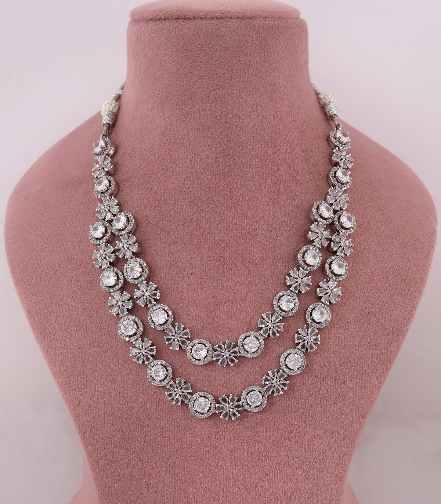 White Double Layer Diamond Necklace