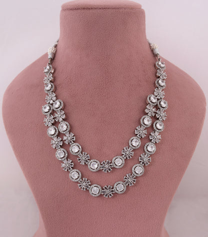White Double Layer Diamond Necklace