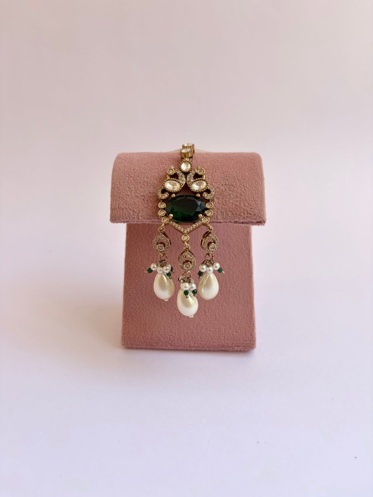 Green Moissanite Layered Pendant Necklace Set