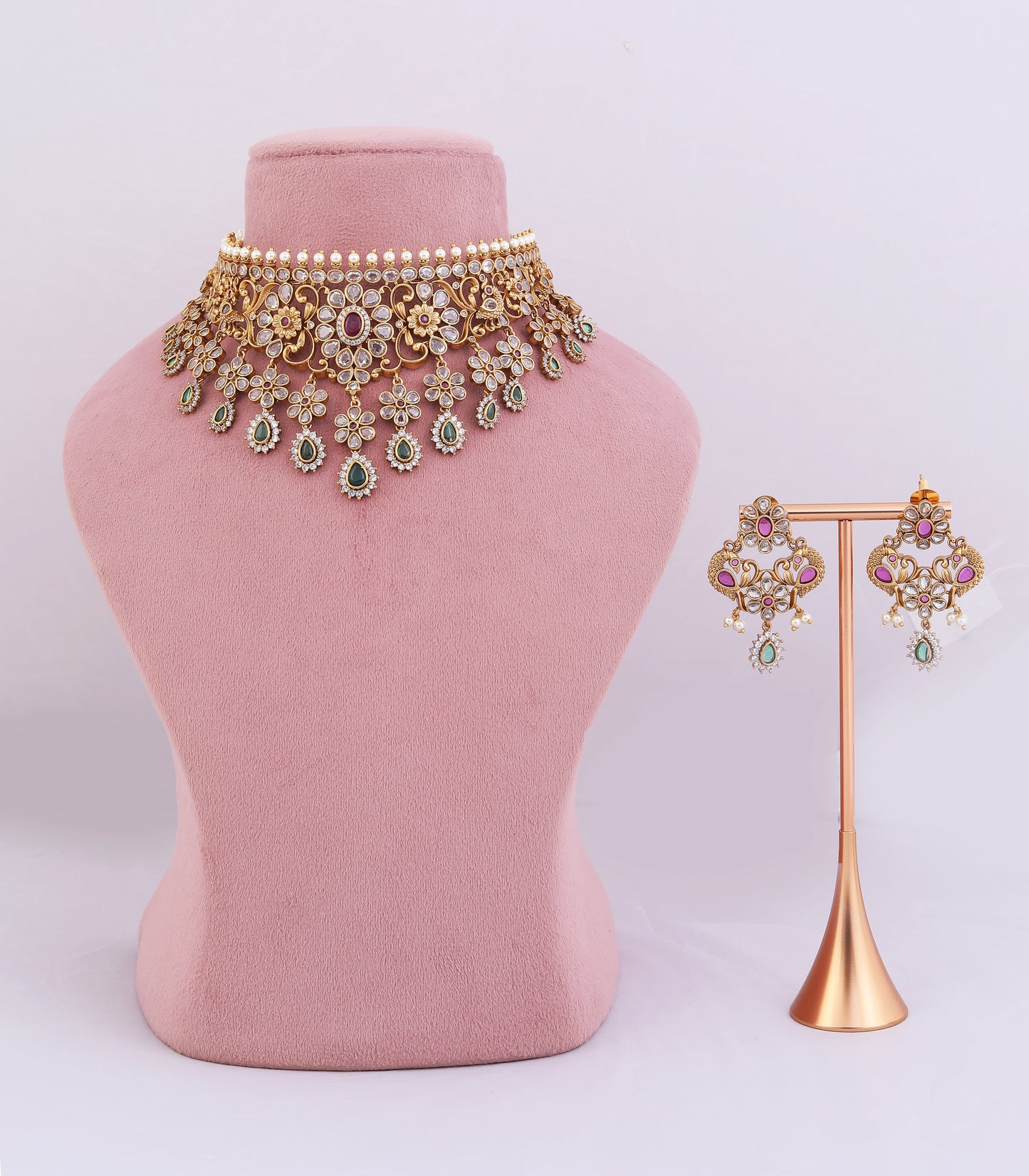Kundan Green Drop Choker Necklace