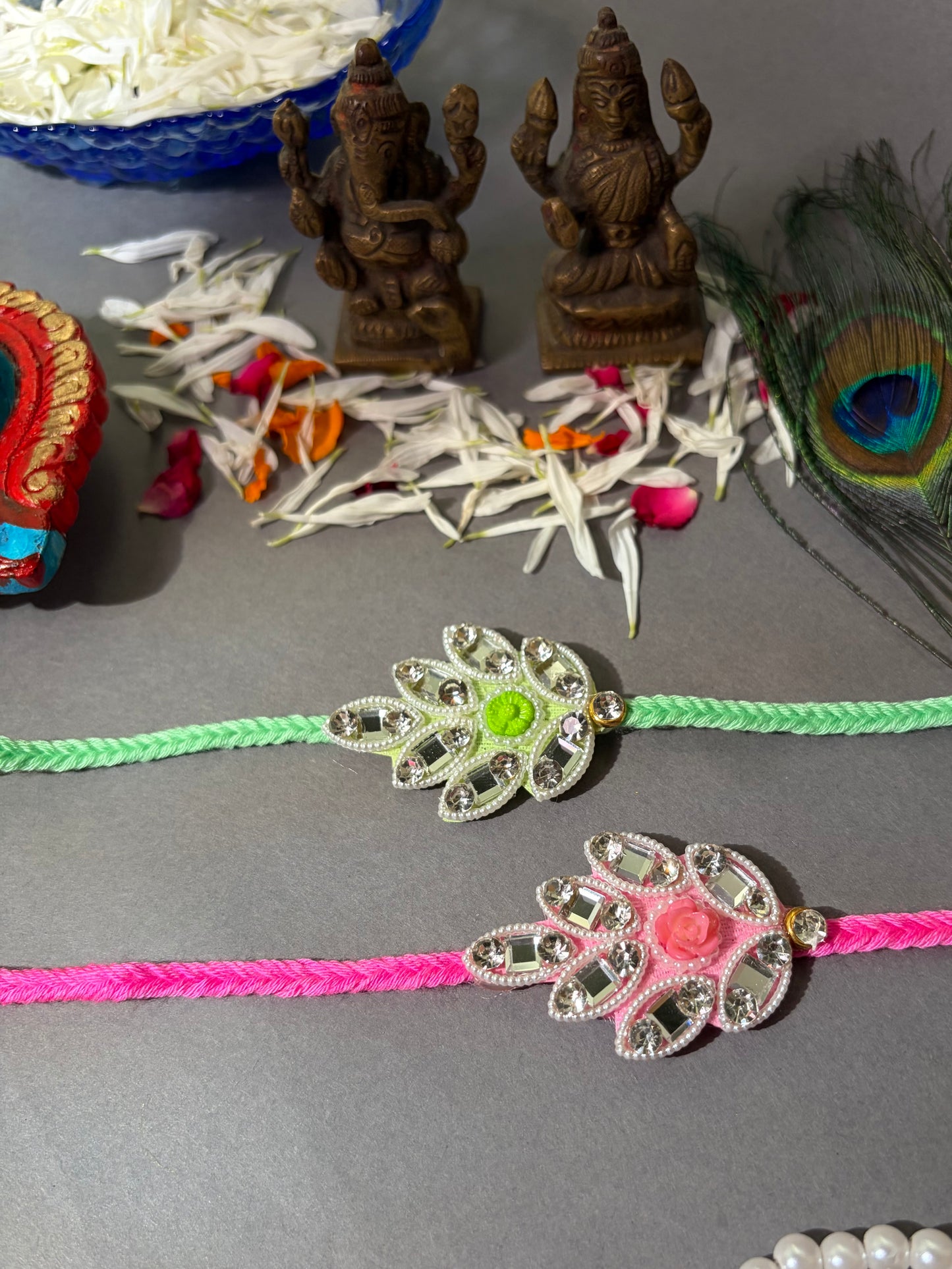 Floral Mirror Designer Rakhi