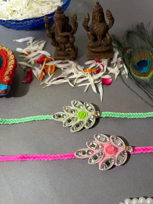 Floral Mirror Designer Rakhi