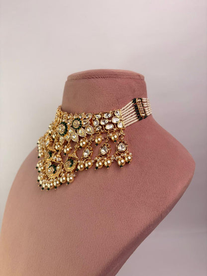 Modern Moissanite Kundan Pearl Necklace