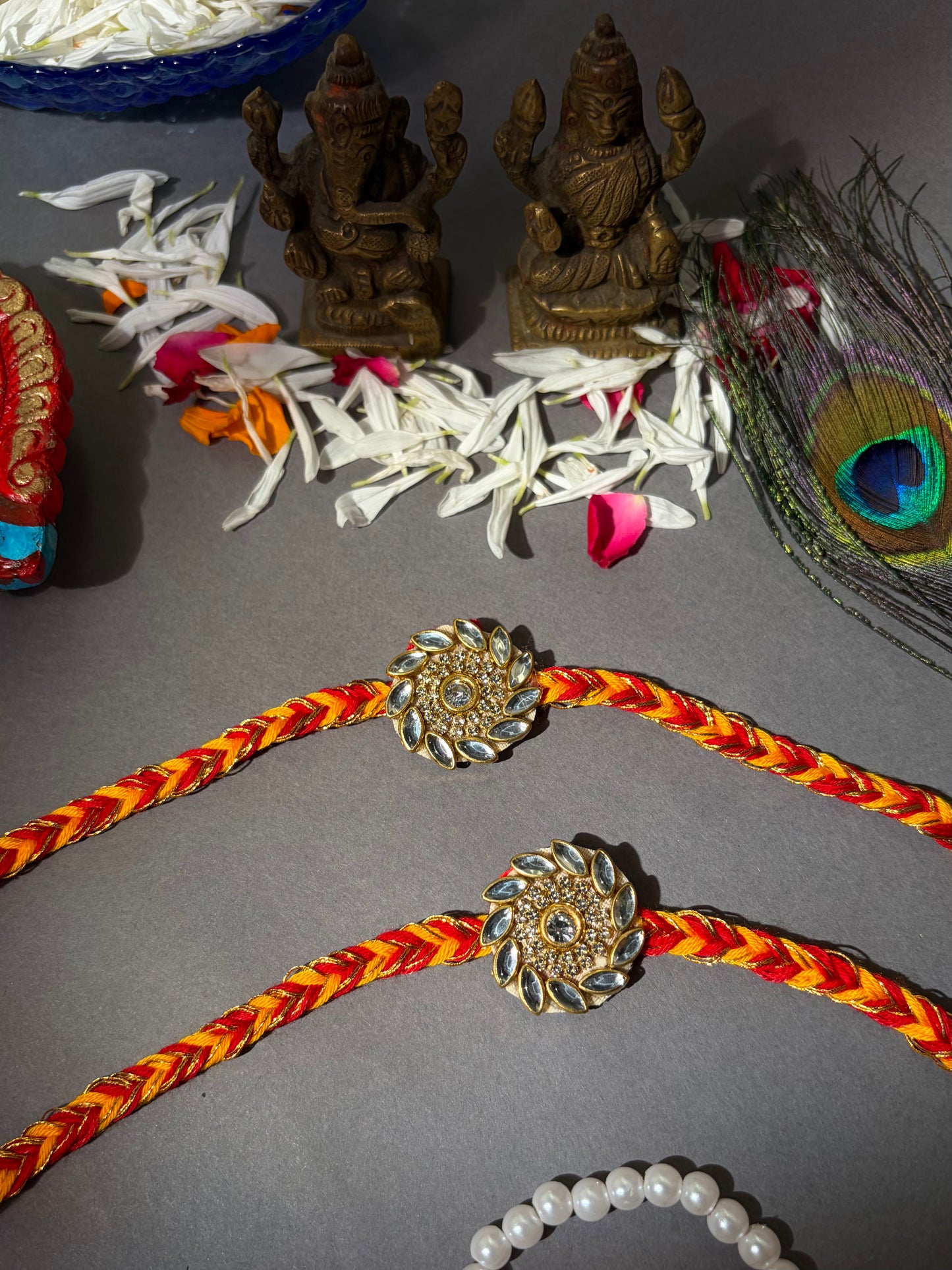 Round Kundan Stone Rakhi