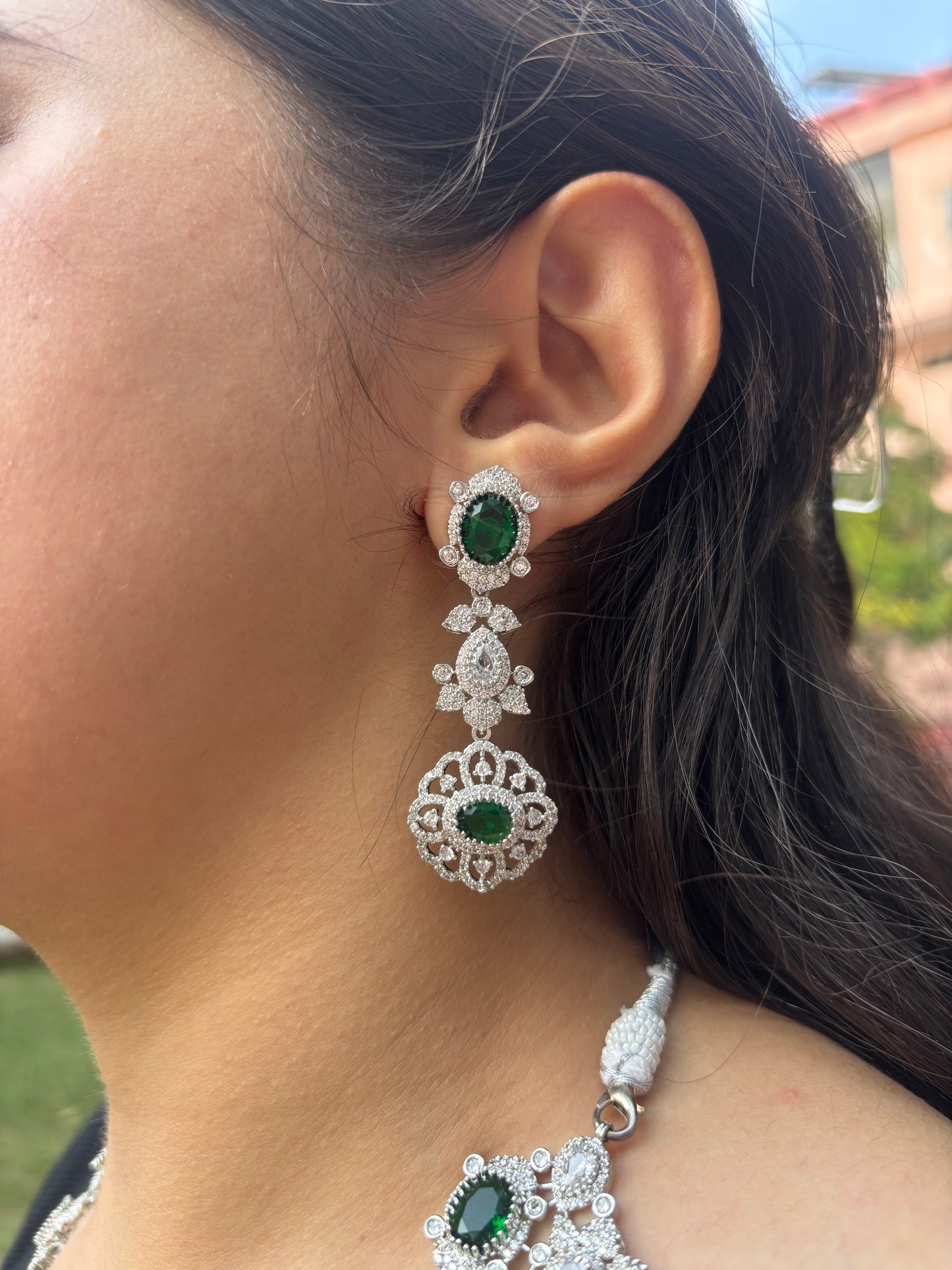 Diamond Layered Emerald Statement Necklace
