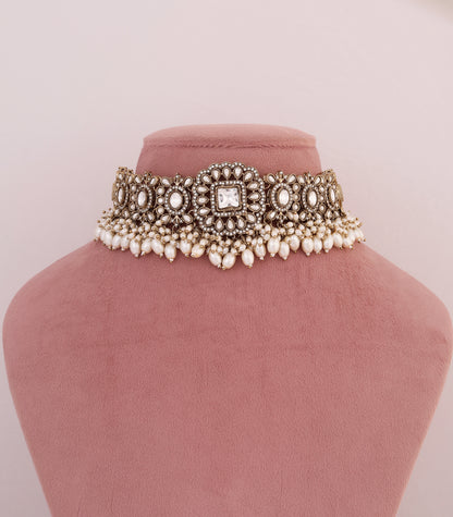 Antique Kundan Pearl Choker Necklace