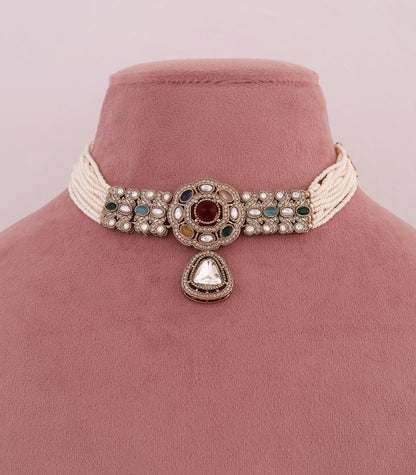 Navratna Pearl Choker Necklace