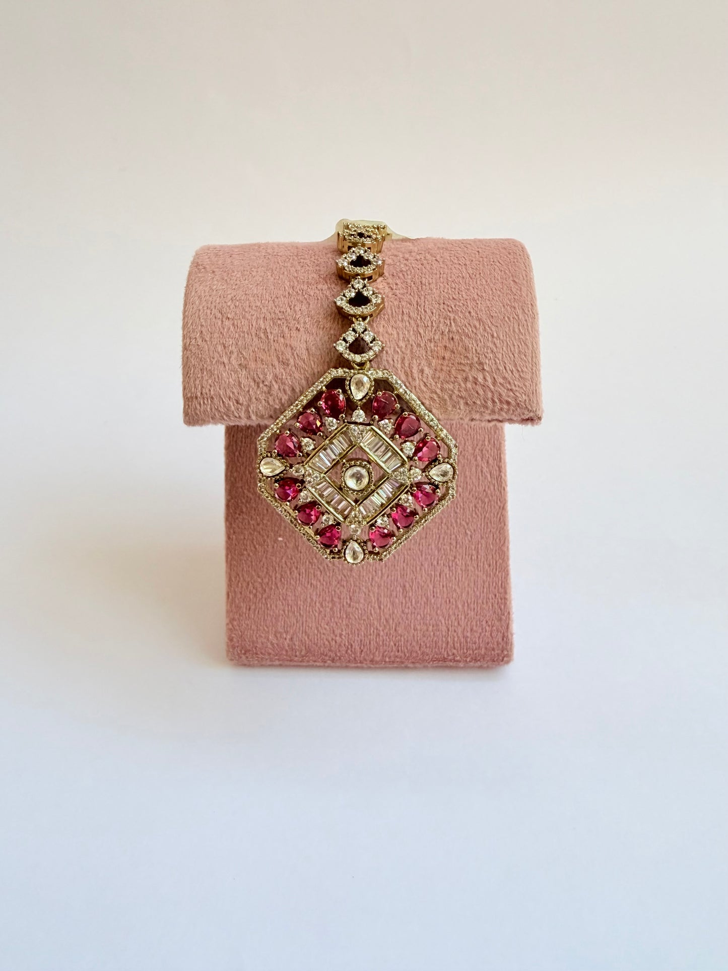 Maroon Moissanite Bridal Choker Necklace Set