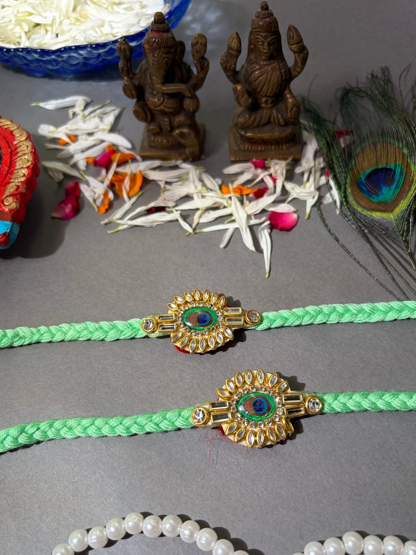 Peacock Eye Kundan Rakhi