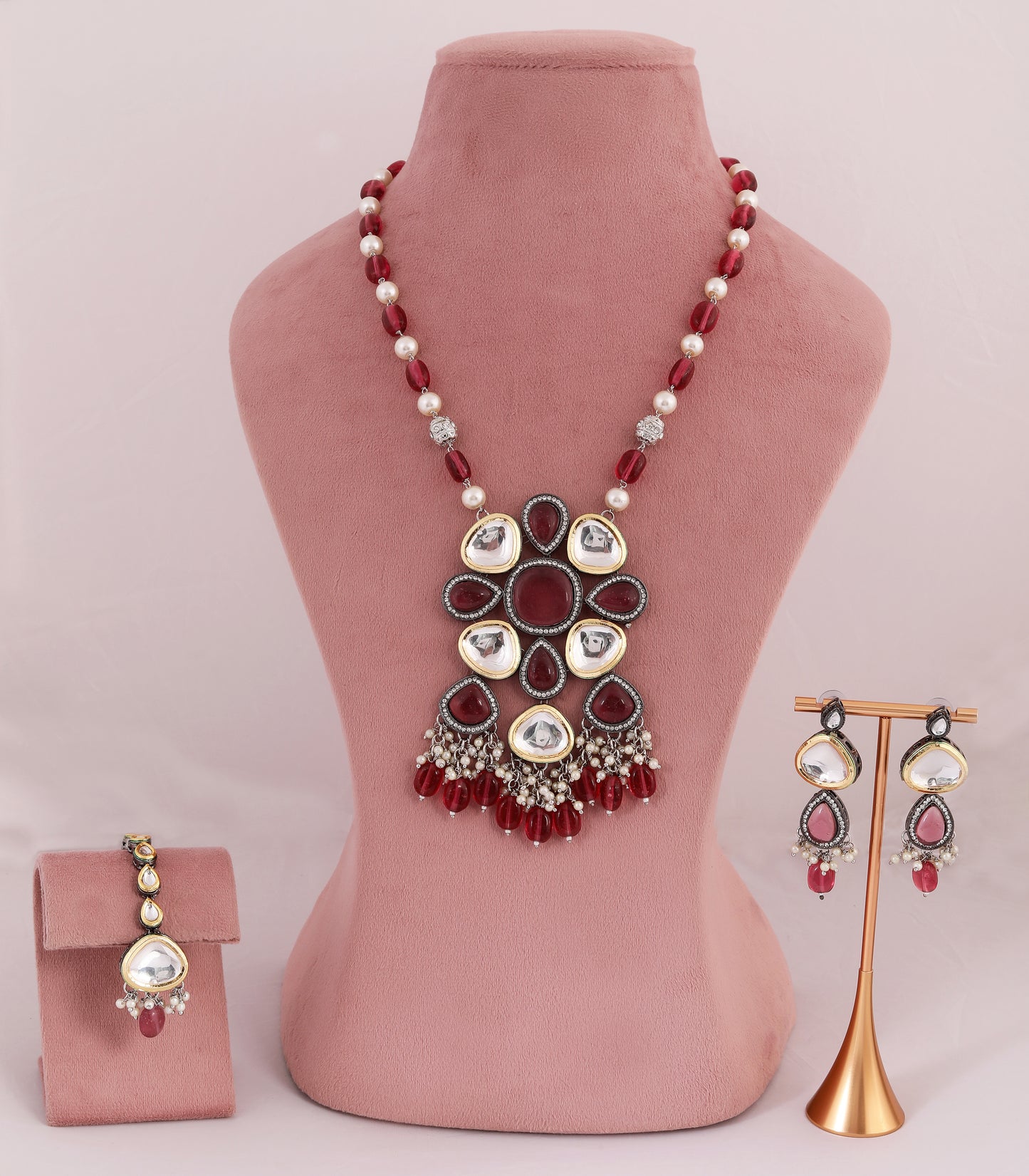 Kundan Polki Long Pendant Necklace