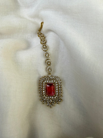 Red Moissanite Polki Bridal Choker Set