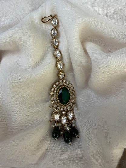 Green White Moissanite Statement Necklace Set