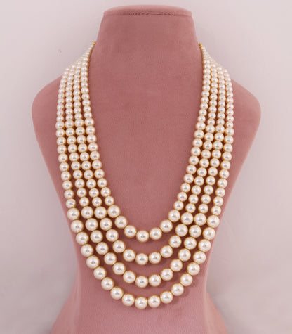 Layered Pearl Bridal Mala Necklace