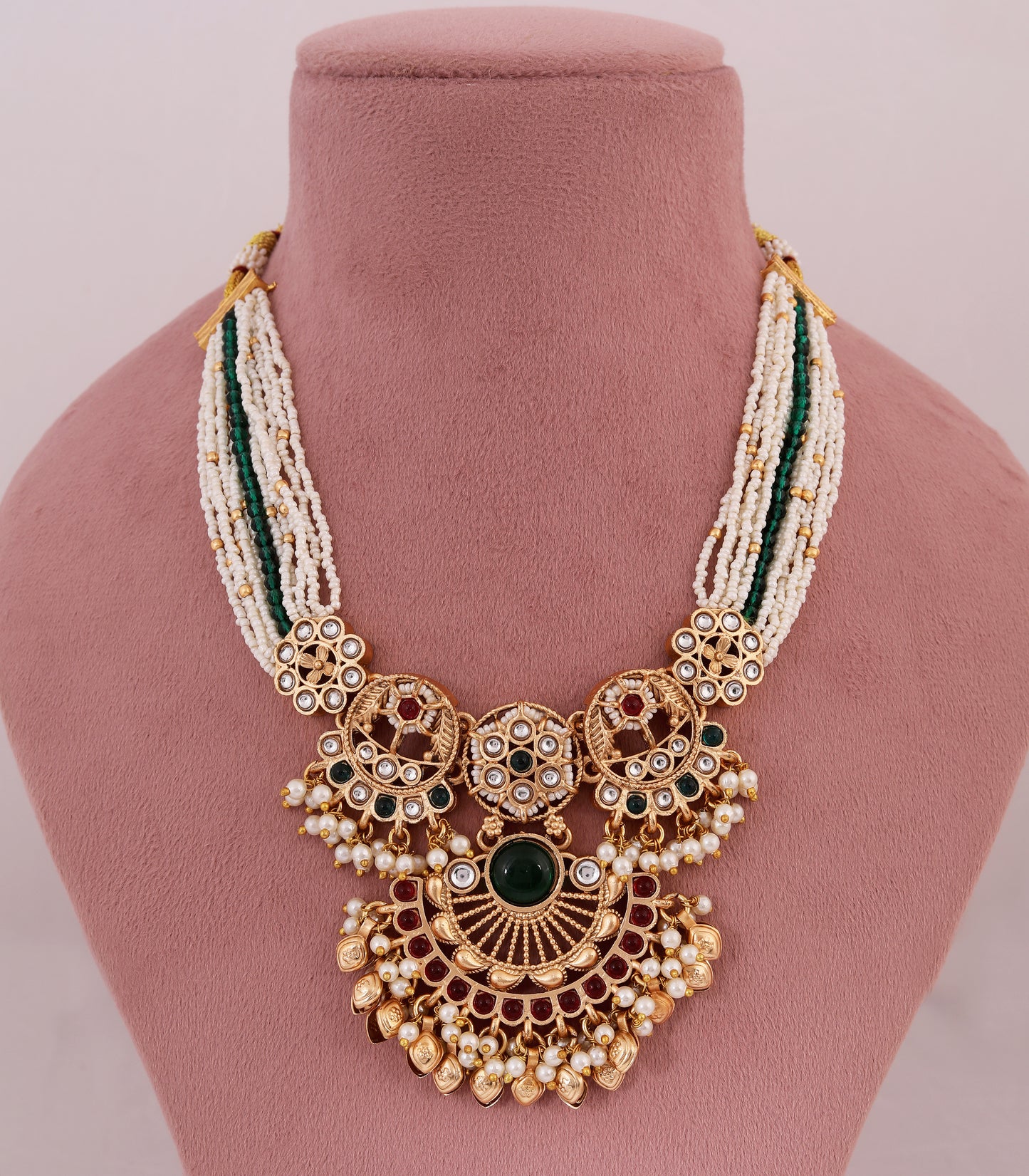 Traditional Multi-Strand Kundan Necklace Set