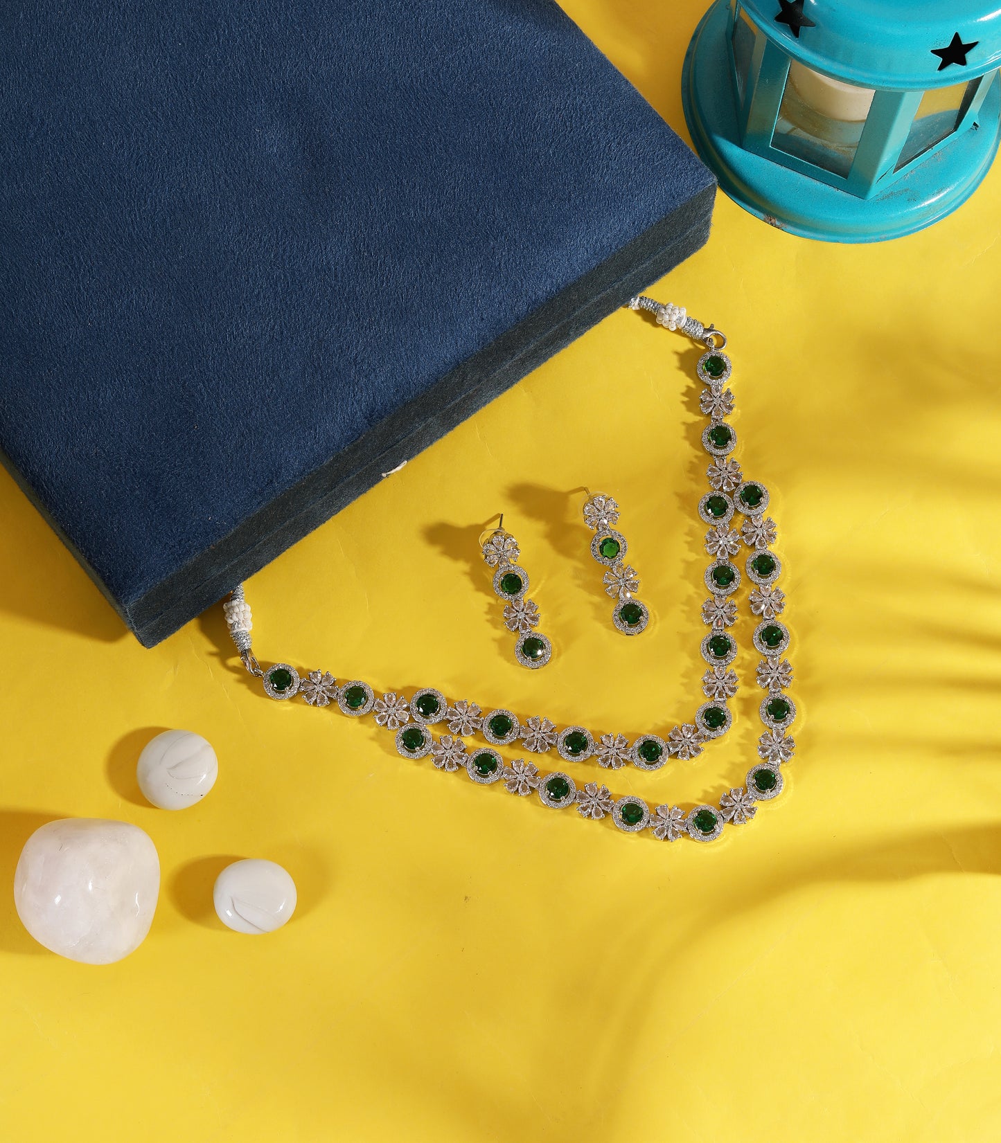 Green Double Layer Diamond Necklace
