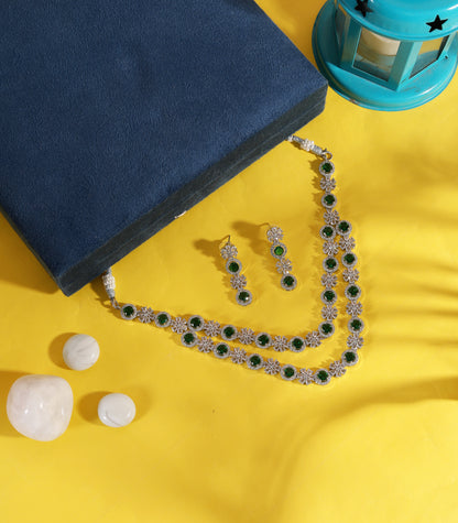 Green Double Layer Diamond Necklace