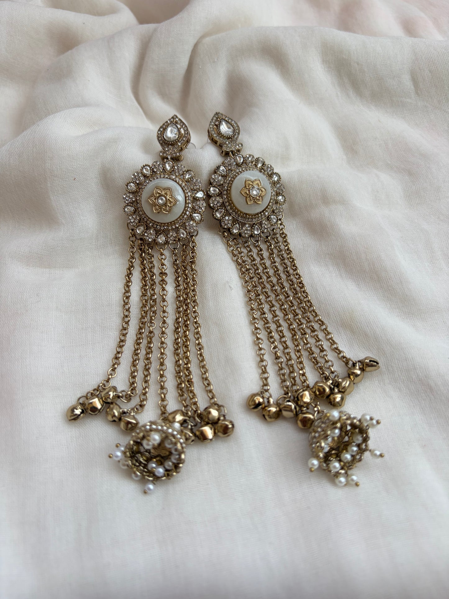 Kashmiri Long Falling Chain Earrings
