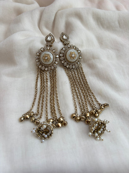 Kashmiri Long Falling Chain Earrings