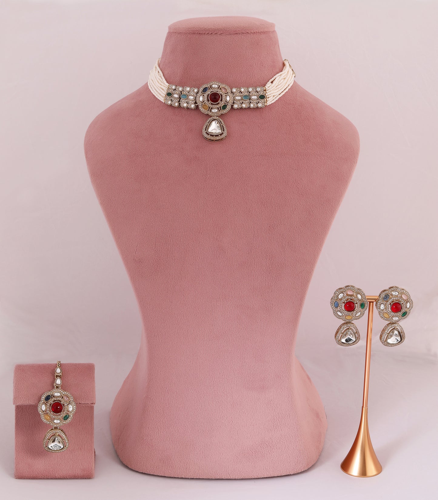 Navratna Pearl Choker Necklace