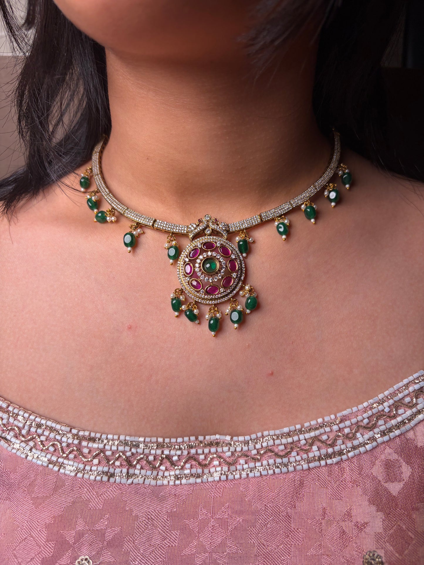 Royal vintage Emerald ruby Polki Heritage Choker